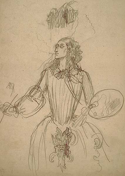 Karl Theodor von Piloty - Selbstportrait als Muse der Malerei